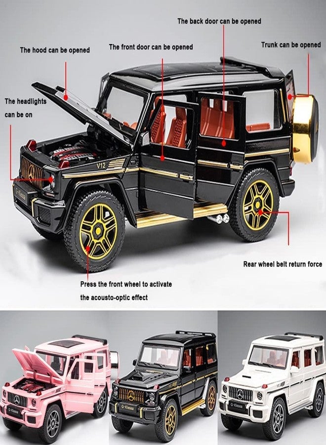 KING FORU Exclusive Alloy Metal Pull Back Die-cast Car Scale Model with Sound Light Mini Auto Toy for Kids Metal Model Toy Car with Sound and Light New Version (1.24- AMG G63 - Multicolor) - Image 3